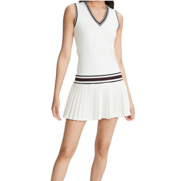 Tory Burch Sport Performance V Neck Tennis Dress in Snowwhite Size XL - Picture 1 of 11